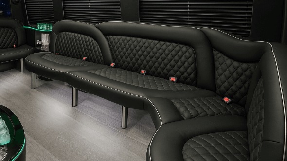 Interior of Charter Bus Company Buckeye's 14 Passenger Sprinter Limousine in Buckeye