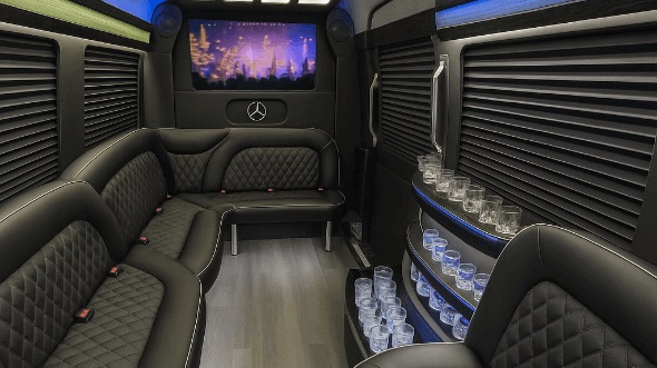 Interior of Surprise Party Bus Company's 14 Passenger Sprinter Limousine in Surprise