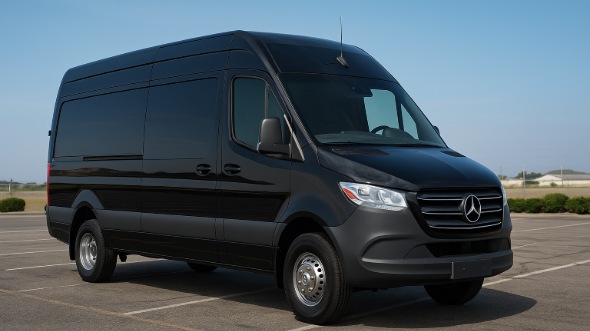 Exterior of Charter Bus Company Mesa's 14 Passenger Sprinter Limousine in Mesa