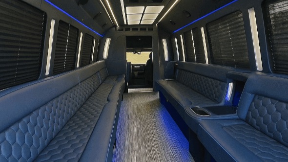 Interior of Charter Bus Company Goodyear's 40 Passenger Party Bus in Goodyear
