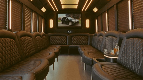 Interior of Charter Bus Company Scottsdale's 50 Passenger Party Bus in Scottsdale